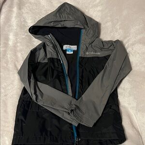 Columbia Black and Gray Hooded Jacket with Blue Zipper